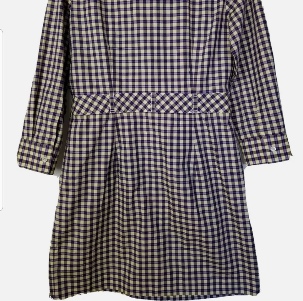 Theory Lidiya Purple Yellow Check Cotton Long Sleeve Shirt Dress Size 6 - Picture 11 of 14